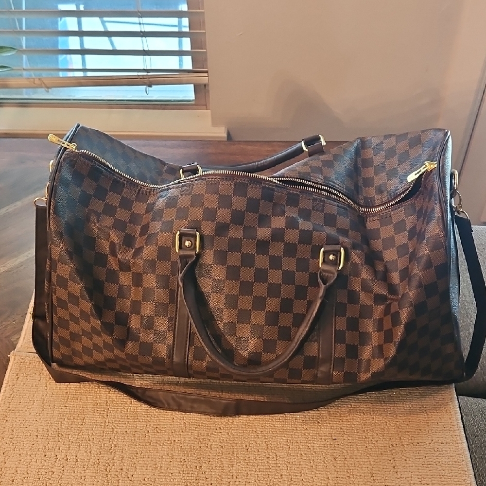 Brown Checkered Men's Bag